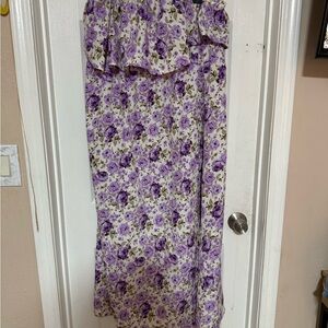BloomChic Purple and Cream Floral Skirt